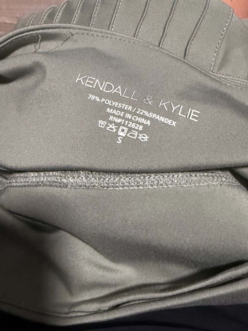 Kendall & Kylie Olive Green Moto Leggings with Pockets, Size S - Picture 3 of 5